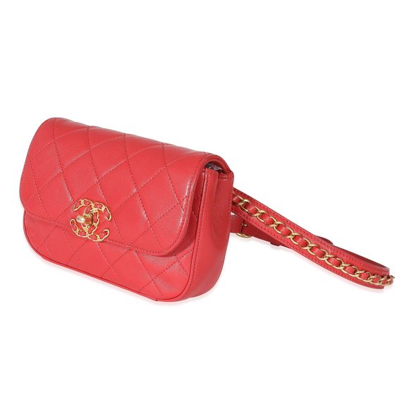 Chanel Quilted Lambskin Red Infinity Waist Belt Bag - Picture 2 of 6